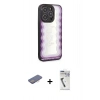MARSİLYAN™- iPhone 12 Pro Kılıf Odak Klasik Serisi - Şeffaf Uv Polymer Nano Ekran Koruyucu + Renkli Kamera Lens Koruma Cam - PE