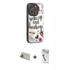 MARSİLYAN™- iPhone 12 Pro Kılıf Odak Klasik Serisi - Şeffaf Uv Polymer Nano Ekran Koruyucu + Rainbow Kamera Lens Koruma Cam - GD