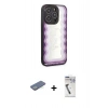 MARSİLYAN™- iPhone 12 Pro Kılıf Odak Klasik Serisi - Şeffaf Uv Polymer Nano Ekran Koruyucu + Renkli Kamera Lens Koruma Cam - YL
