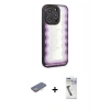 MARSİLYAN™- iPhone 12 Pro Kılıf Odak Klasik Serisi - Şeffaf Uv Polymer Nano Ekran Koruyucu + Renkli Kamera Lens Koruma Cam - SI