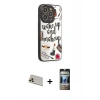 MARSİLYAN™- iPhone 12 Pro Kılıf Odak Klasik Serisi - Siyah 34D Hayalet Izgaralı Cam + Rainbow Kamera Lens Koruma Cam - GD