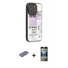 MARSİLYAN™- iPhone 12 Pro Kılıf Odak Klasik Serisi - Siyah 34D Hayalet Izgaralı Cam + Renkli Kamera Lens Koruma Cam - PE