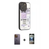 MARSİLYAN™- iPhone 12 Pro Kılıf Odak Klasik Serisi - Siyah 34D Hayalet Izgaralı Cam + Neon Fosforlu Kamera Lens - SI