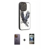 MARSİLYAN™- iPhone 12 Pro Kılıf Odak Klasik Serisi - Siyah 34D Hayalet Izgaralı Cam + Neon Fosforlu Kamera Lens - SI