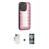 MARSİLYAN™- iPhone 12 Pro Kılıf Odak Klasik Serisi - Siyah 34D Hayalet Izgaralı Cam + Shine Kamera Lens - GD