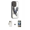 MARSİLYAN™- iPhone 12 Pro Kılıf Odak Klasik Serisi - Siyah 34D Hayalet Izgaralı Cam + Shine Kamera Lens - GD