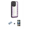 MARSİLYAN™- iPhone 12 Pro Kılıf Odak Klasik Serisi - Siyah 34D Hayalet Izgaralı Cam + Shine Kamera Lens Koruma Cam - MI
