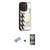 MARSİLYAN™- iPhone 12 Pro Kılıf Odak Klasik Serisi - Siyah 34D Hayalet Izgaralı Cam + Shine Kamera Lens Koruma Cam - MI