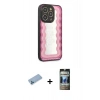 MARSİLYAN™- iPhone 12 Pro Kılıf Odak Klasik Serisi - Siyah 34D Hayalet Izgaralı Cam + Shine Kamera Lens Koruma Cam - MI