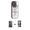 MARSİLYAN™- iPhone 12 Pro Kılıf Odak Klasik Serisi - Siyah 34D Hayalet Izgaralı Cam + Neon Fosforlu Kamera Lens - YL