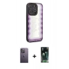 MARSİLYAN™- iPhone 12 Pro Kılıf Odak Klasik Serisi - Siyah 360 Mat Full Body Arka Koruyucu + Neon Fosforlu Kamera Lens - BZ