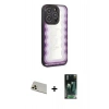 MARSİLYAN™- iPhone 12 Pro Kılıf Odak Klasik Serisi - Siyah 360 Mat Full Body Arka Koruyucu + Rainbow Kamera Lens Koruma Cam - GD