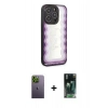 MARSİLYAN™- iPhone 12 Pro Kılıf Odak Klasik Serisi - Siyah 360 Mat Full Body Arka Koruyucu + Neon Fosforlu Kamera Lens - YL