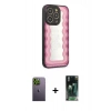 MARSİLYAN™- iPhone 12 Pro Kılıf Odak Klasik Serisi - Siyah 360 Mat Full Body Arka Koruyucu + Neon Fosforlu Kamera Lens - YL