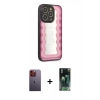 MARSİLYAN™- iPhone 12 Pro Kılıf Odak Klasik Serisi - Siyah 360 Mat Full Body Arka Koruyucu + Turuncu Neon Fosforlu Kamera Lens