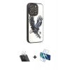MARSİLYAN™- iPhone 12 Pro Kılıf Odak Klasik Serisi - Siyah 3D Antistatik Cam Ekran Koruyucu + Kamera Lens Koruma Cam - SF