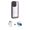 MARSİLYAN™- iPhone 12 Pro Kılıf Odak Klasik Serisi - Siyah 3D Antistatik Cam Ekran Koruyucu + Shine Kamera Lens - MI
