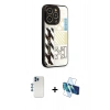 MARSİLYAN™- iPhone 12 Pro Kılıf Odak Klasik Serisi - Siyah 3D Antistatik Cam Ekran Koruyucu + Shine Kamera Lens - MI
