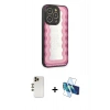MARSİLYAN™- iPhone 12 Pro Kılıf Odak Klasik Serisi - Siyah 3D Antistatik Cam Ekran Koruyucu + Shine Kamera Lens - GD