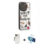 MARSİLYAN™- iPhone 12 Pro Kılıf Odak Klasik Serisi - Siyah 3D Antistatik Cam Ekran Koruyucu + Shine Kamera Lens - GD