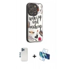 MARSİLYAN™- iPhone 12 Pro Kılıf Odak Klasik Serisi - Siyah 3D Antistatik Cam Ekran Koruyucu + Shine Kamera Lens - MI