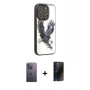 MARSİLYAN™- iPhone 12 Pro Kılıf Odak Klasik Serisi - Siyah 3D Antistatik Hayalet Cam Ekran Koruyucu + Neon Fosforlu Kamera Lens - BZ