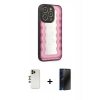 MARSİLYAN™- iPhone 12 Pro Kılıf Odak Klasik Serisi - Siyah 3D Antistatik Hayalet Cam Ekran Koruyucu + Shine Kamera Lens - GD