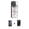 MARSİLYAN™- iPhone 12 Pro Kılıf Odak Klasik Serisi - Siyah 3D Antistatik Hayalet Cam Ekran Koruyucu + Neon Fosforlu Kamera Lens - MI