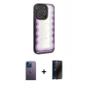 MARSİLYAN™- iPhone 12 Pro Kılıf Odak Klasik Serisi - Siyah 3D Antistatik Hayalet Cam Ekran Koruyucu + Neon Fosforlu Kamera Lens - MI