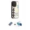 MARSİLYAN™- iPhone 12 Pro Kılıf Odak Klasik Serisi - Siyah 3D Antistatik Seramik Nano Ekran Koruyucu + Metal Kamera Lens Koruma Cam - AKYL