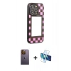MARSİLYAN™- iPhone 12 Pro Kılıf Odak Klasik Serisi - Siyah 3D Antistatik Seramik Nano Ekran Koruyucu + Neon Fosforlu Kamera Lens - SI