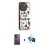 MARSİLYAN™- iPhone 12 Pro Kılıf Odak Klasik Serisi - Siyah 3D Antistatik Seramik Nano Ekran Koruyucu + Neon Fosforlu Kamera Lens - SI