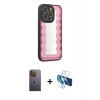 MARSİLYAN™- iPhone 12 Pro Kılıf Odak Klasik Serisi - Siyah 3D Antistatik Seramik Nano Ekran Koruyucu + Neon Fosforlu Kamera Lens - SI
