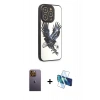 MARSİLYAN™- iPhone 12 Pro Kılıf Odak Klasik Serisi - Siyah 3D Antistatik Seramik Nano Ekran Koruyucu + Neon Fosforlu Kamera Lens - SI