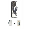 MARSİLYAN™- iPhone 12 Pro Kılıf Odak Klasik Serisi - Siyah 6D Mat Seramik Hayalet Nano Ekran Koruyucu + Mavi Shine Kamera Lens
