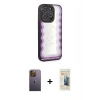 MARSİLYAN™- iPhone 12 Pro Kılıf Odak Klasik Serisi - Siyah 6D Mat Seramik Hayalet Nano Ekran Koruyucu + Neon Fosforlu Kamera Lens - SI
