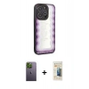 MARSİLYAN™- iPhone 12 Pro Kılıf Odak Klasik Serisi - Siyah 6D Mat Seramik Hayalet Nano Ekran Koruyucu + Neon Fosforlu Kamera Lens - YL