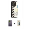 MARSİLYAN™- iPhone 12 Pro Kılıf Odak Klasik Serisi - Siyah 6D Mat Seramik Hayalet Nano Ekran Koruyucu + Neon Fosforlu Kamera Lens - YL
