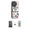 MARSİLYAN™- iPhone 12 Pro Kılıf Odak Klasik Serisi - Siyah Polymer Nano Ekran Koruyucu + Neon Fosforlu Kamera Lens - BZ