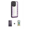 MARSİLYAN™- iPhone 12 Pro Kılıf Odak Klasik Serisi - Siyah Polymer Nano Ekran Koruyucu + Neon Fosforlu Kamera Lens - BZ