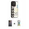 MARSİLYAN™- iPhone 12 Pro Kılıf Odak Klasik Serisi - Siyah Polymer Nano Ekran Koruyucu + Neon Fosforlu Kamera Lens - SI