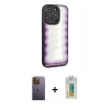 MARSİLYAN™- iPhone 12 Pro Kılıf Odak Klasik Serisi - Siyah Polymer Nano Ekran Koruyucu + Neon Fosforlu Kamera Lens - SI