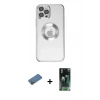 MARSİLYAN™- iPhone 12 Pro Kılıf Pusula Form - Şeffaf 360 Full Body Arka Koruyucu + Gold Shine Kamera Lens Koruma Cam