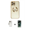 MARSİLYAN™- iPhone 12 Pro Kılıf Pusula Form - Şeffaf 360 Full Body Arka Koruyucu + Shine Kamera Lens - GD
