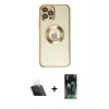 MARSİLYAN™- iPhone 12 Pro Kılıf Pusula Form - Şeffaf 360 Full Body Arka Koruyucu + Kamera Lens Koruma Cam - SF