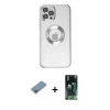 MARSİLYAN™- iPhone 12 Pro Kılıf Pusula Form - Şeffaf 360 Full Body Arka Koruyucu + Shine Kamera Lens Koruma Cam - GI