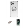 MARSİLYAN™- iPhone 12 Pro Kılıf Pusula Form - Şeffaf 360 Full Body Arka Koruyucu + Shine Kamera Lens Koruma Cam - SABE