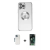MARSİLYAN™- iPhone 12 Pro Kılıf Pusula Form - Şeffaf 360 Full Body Arka Koruyucu + Shine Kamera Lens - MI