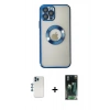 MARSİLYAN™- iPhone 12 Pro Kılıf Pusula Form - Şeffaf 360 Full Body Arka Koruyucu + Shine Kamera Lens - MI