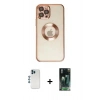 MARSİLYAN™- iPhone 12 Pro Kılıf Pusula Form - Şeffaf 360 Full Body Arka Koruyucu + Shine Kamera Lens - MI